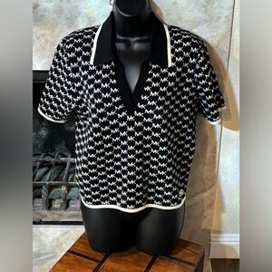 Michael Kors Monogram Black and White Top